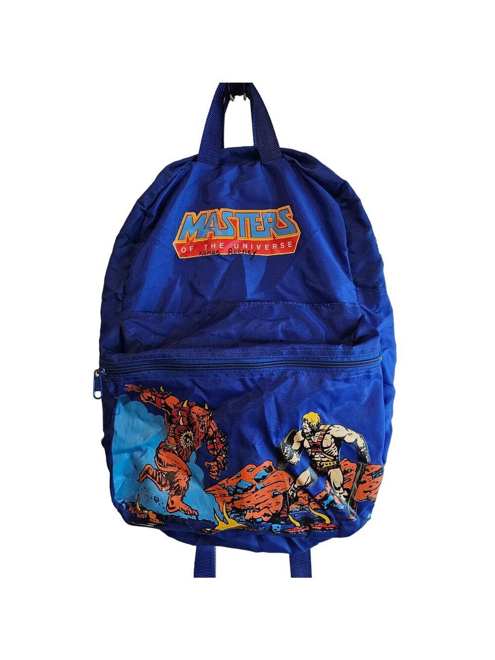 Vintage He-Man Masters of The Universe Backpack 1984 Blue Mattel Beast Man 17"